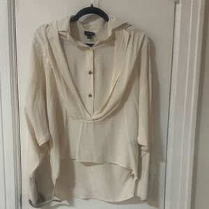 ATLEIN Women's Cream Button-Down Shirt